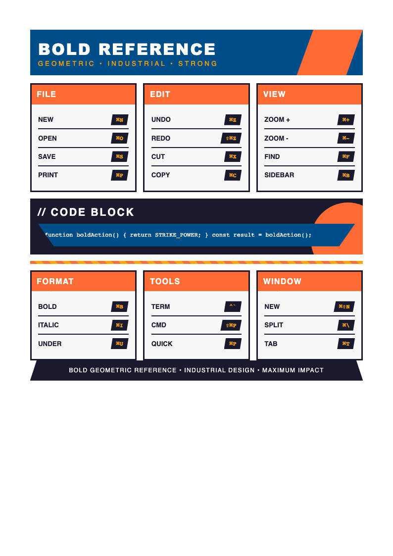 Bold geometric quick reference